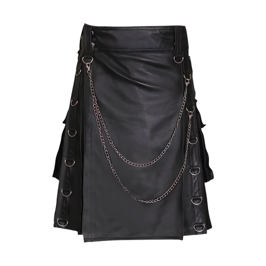 Noir Rebel Gothic Leather Kilt
