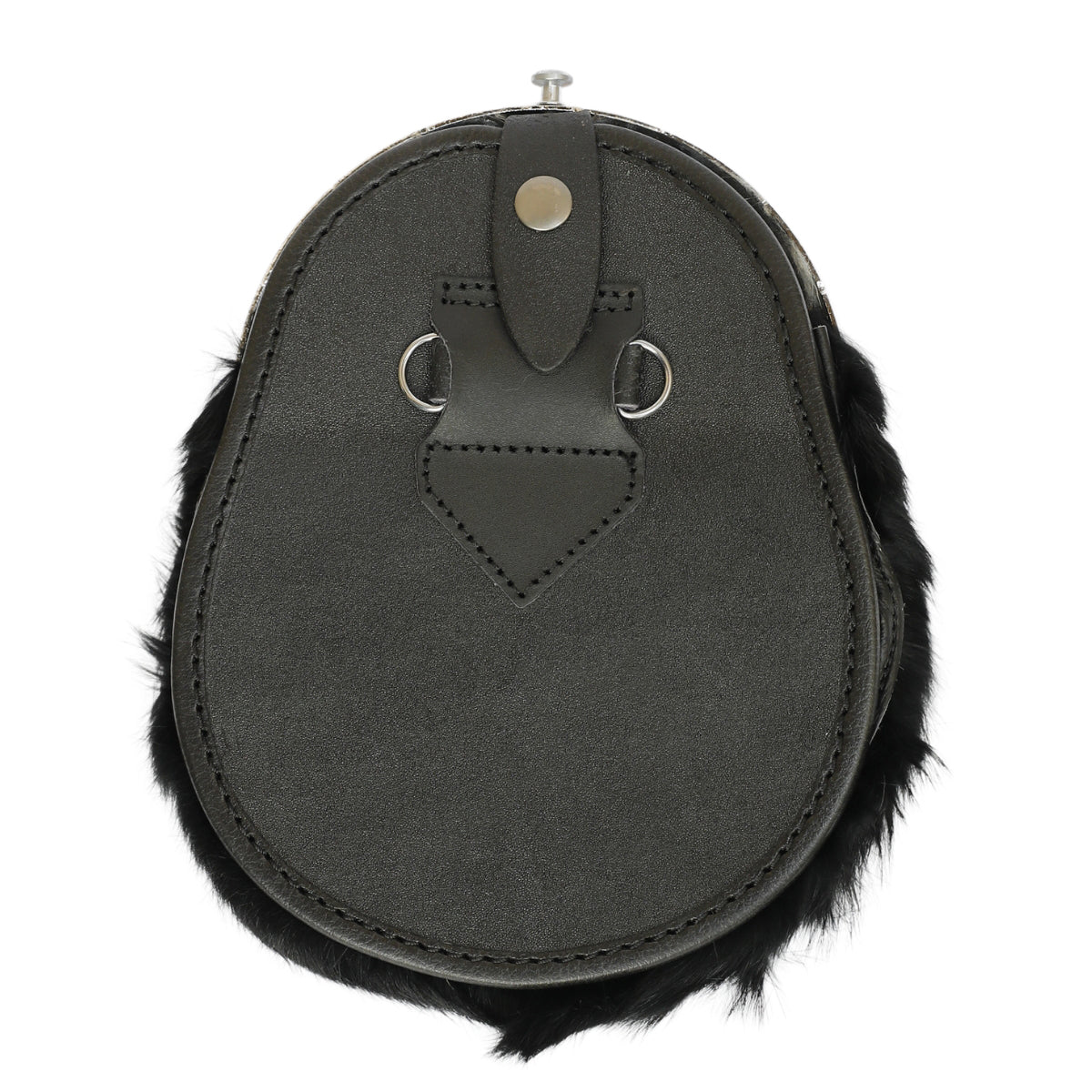 Black & White Rabbit Fur Sporran with Five Tassel - Full Dress
