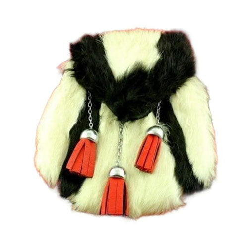 Black & White Rabbit Shape Sporran With Red Tassels