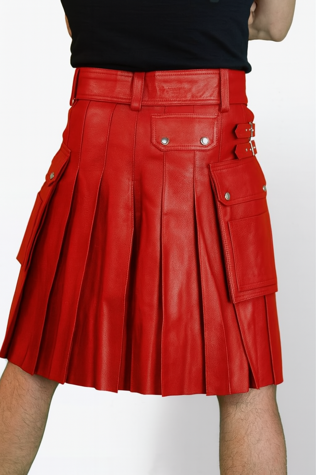 Leather Kilt With Twin Cargo Pockets