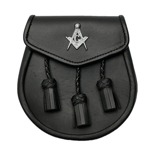 Masonic Badge Black Leather Sporran