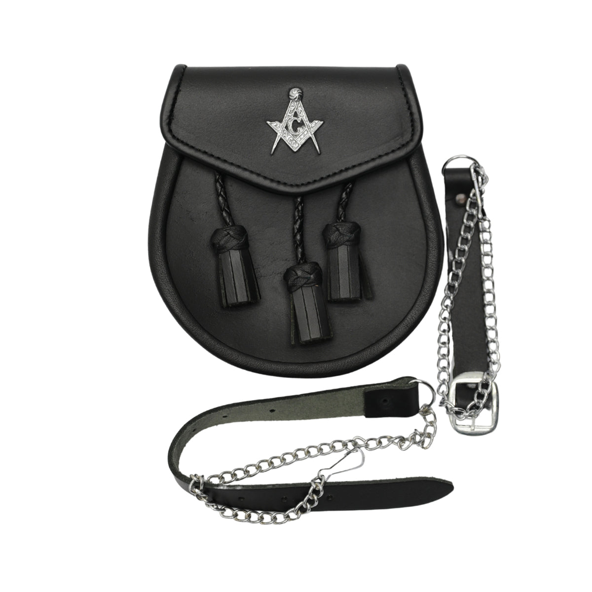 Masonic Badge Black Leather Sporran