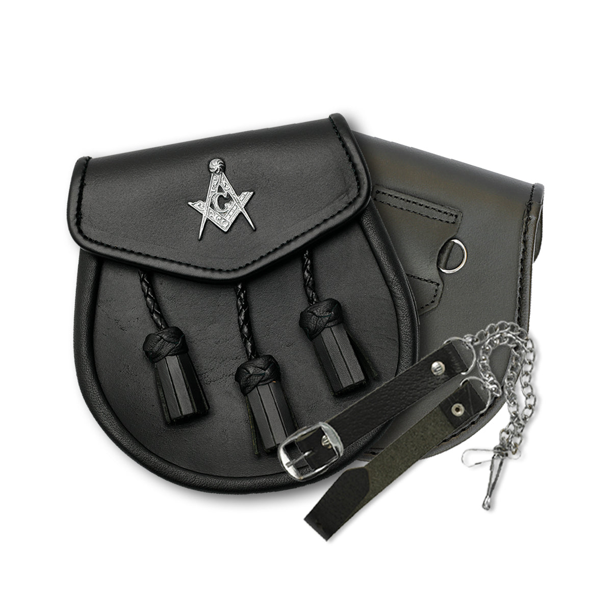 Masonic Badge Black Leather Sporran