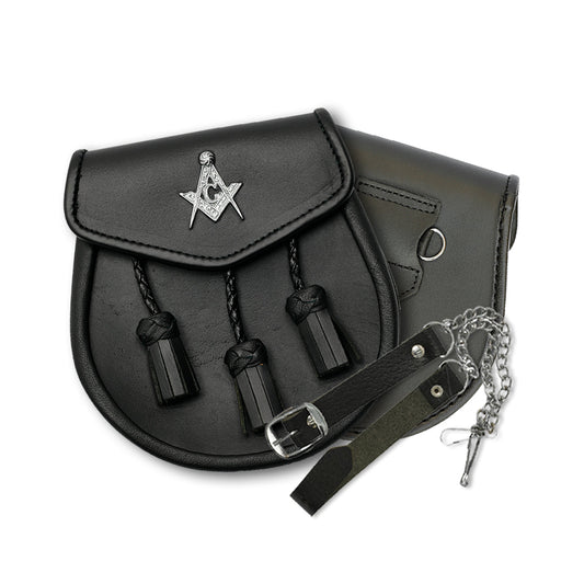 Masonic Badge Black Leather Sporran