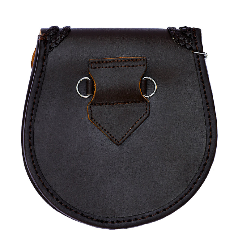 Brown Leather Braided Pin Lock Sporran