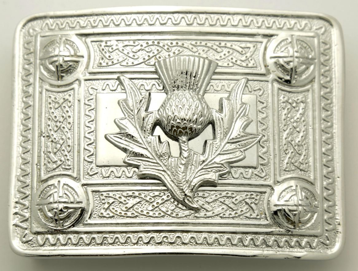 Celtic Knot With Thistle Mount Buckle For Kilt Belt