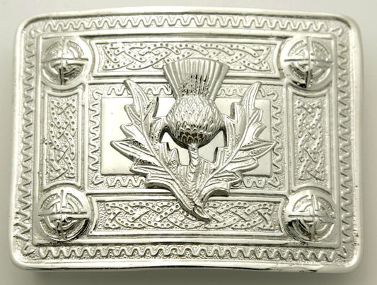 Celtic Knot With Thistle Mount Buckle For Kilt Belt