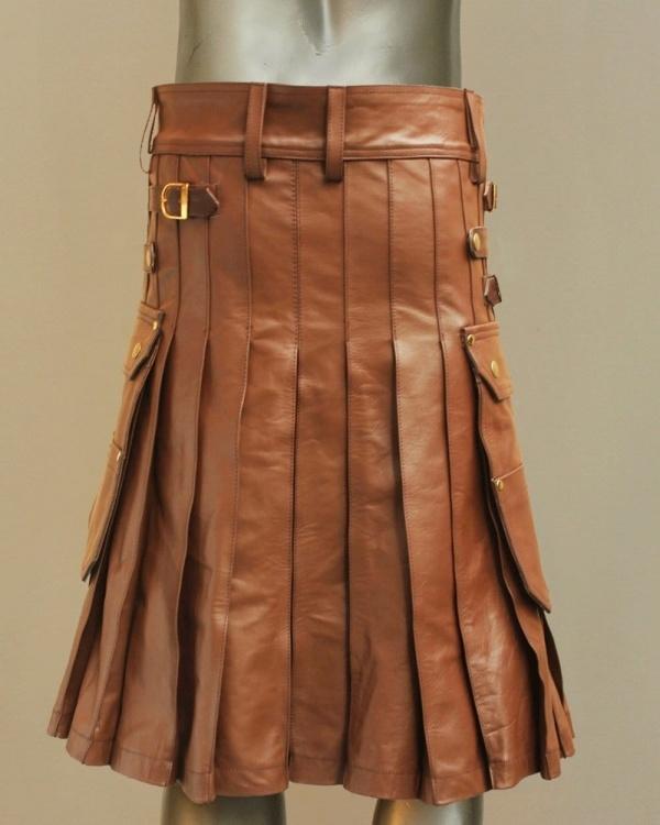 Celtic Leather Kilt With Leather Sporran