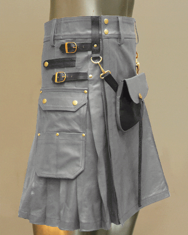 Celtic Leather Kilt With Leather Sporran