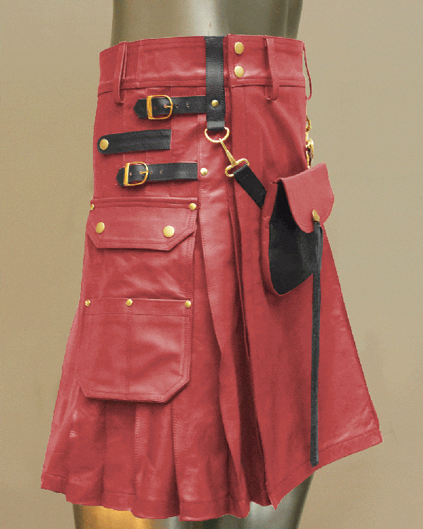 Celtic Leather Kilt With Leather Sporran