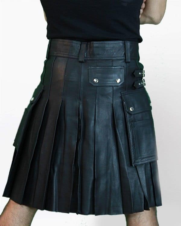 Leather Kilt With Twin Cargo Pockets