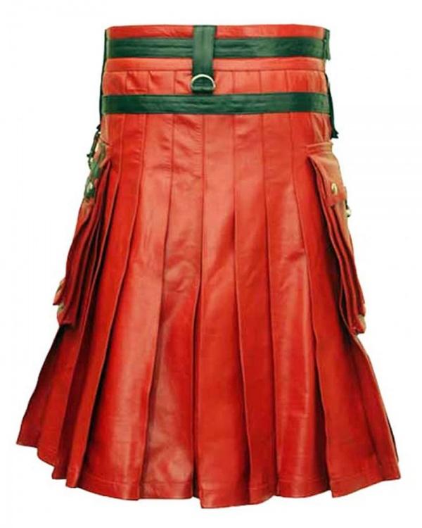 Red & Black Leather Fashion Kilt