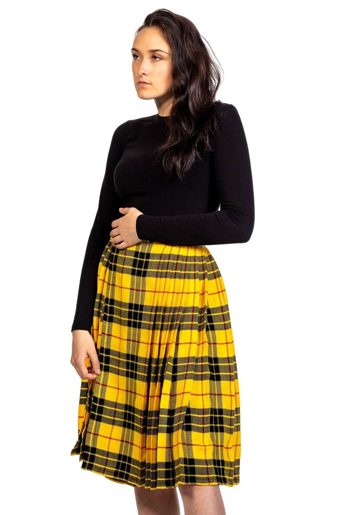 Tartan Pleated Midi Skirt