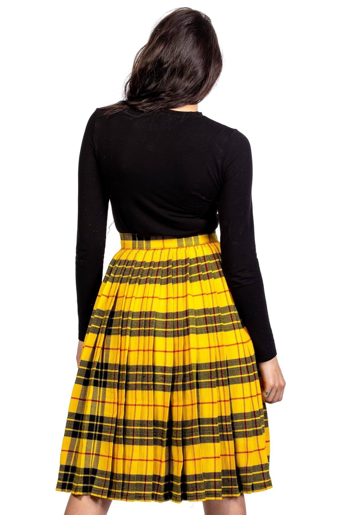 Tartan Pleated Midi Skirt