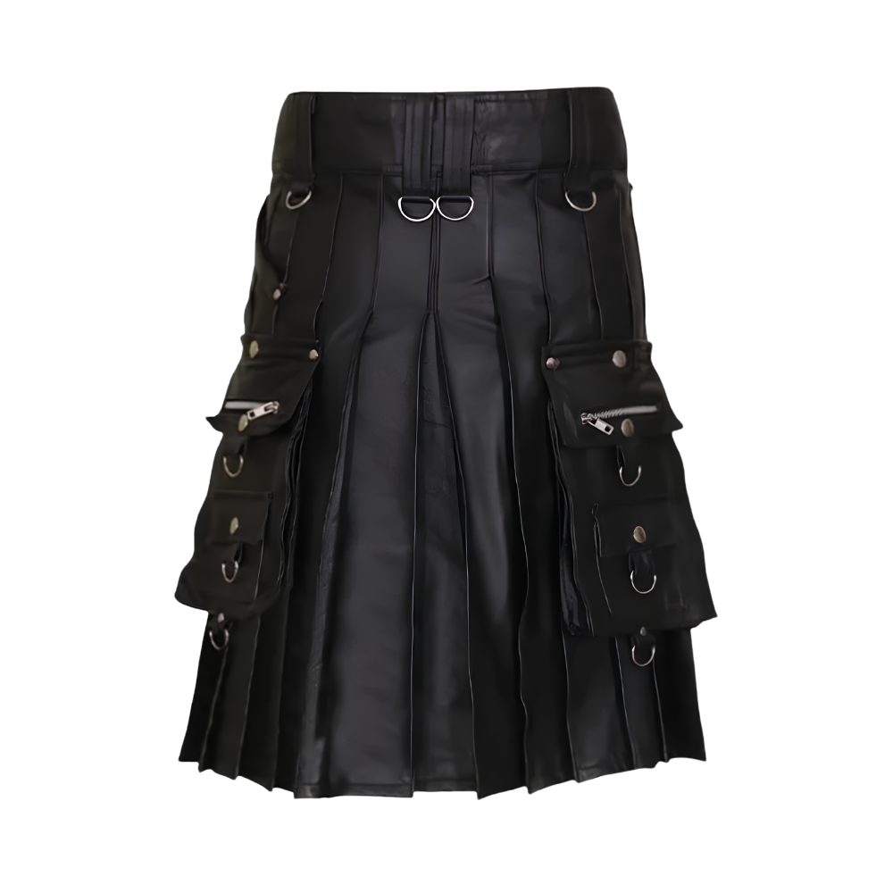 Noir Rebel Gothic Leather Kilt