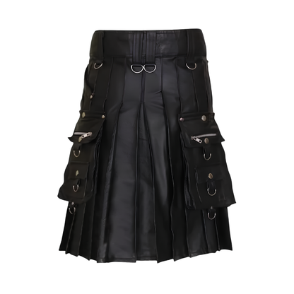Noir Rebel Gothic Leather Kilt