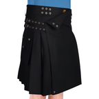 Black Denim Cargo Utility Kilt