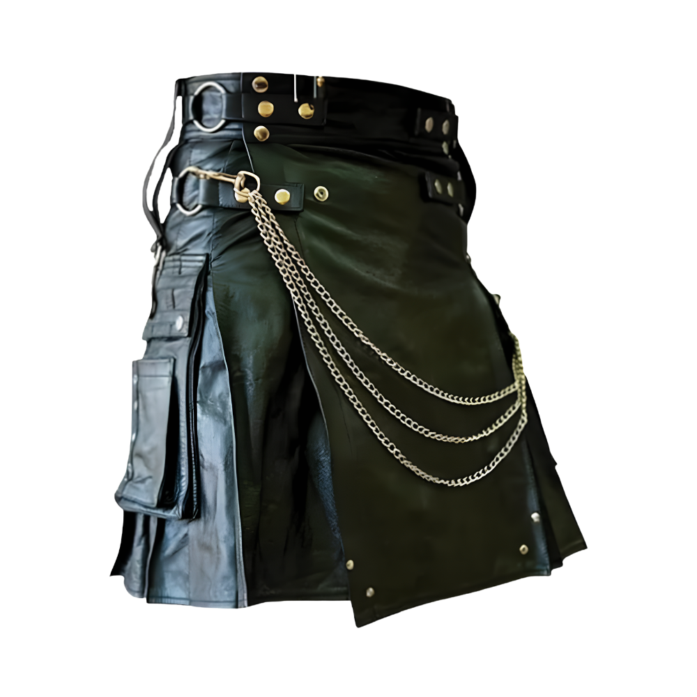 Shadow Chain Gothic Leather Kilt