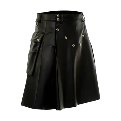 Stealth Noir Faux Leather Kilt