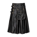 Gothic Noir Black Leather Kilt