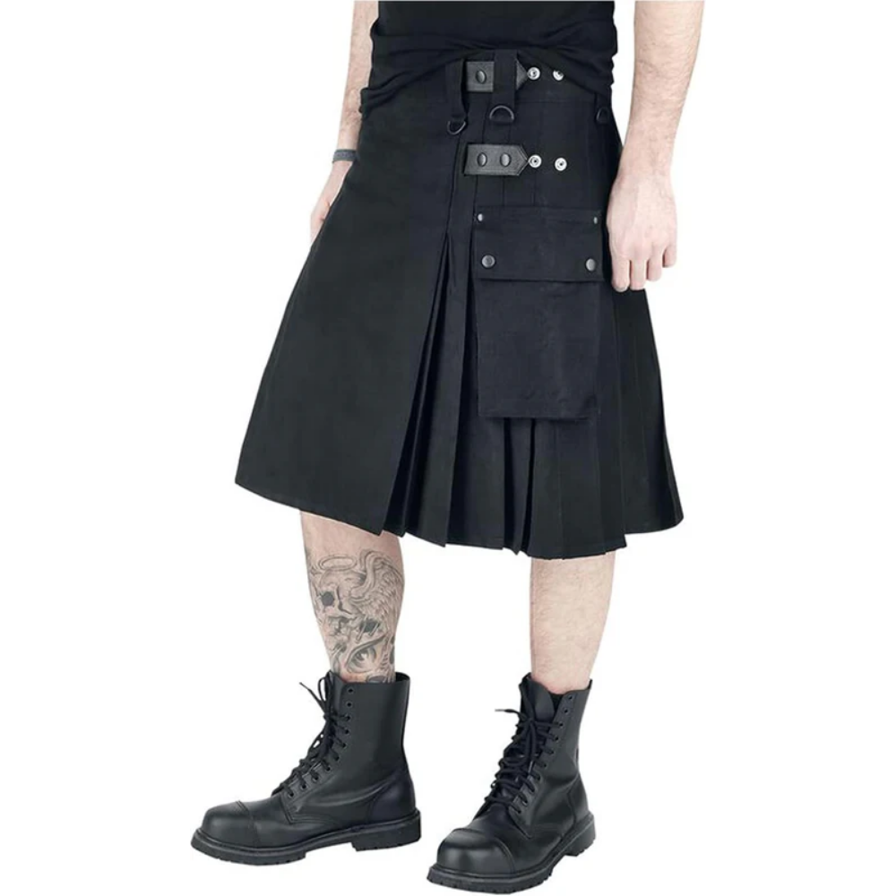 Highland Forge Black Cargo Kilt