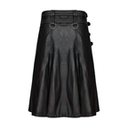 Gothic Noir Black Leather Kilt