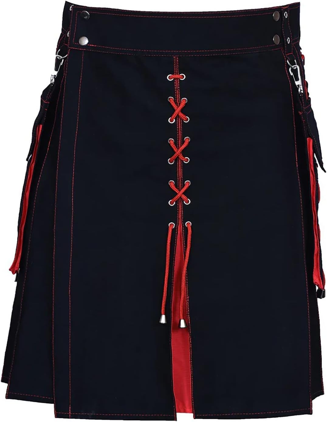 Tartan Utility Kilt for Men, Scottish Skirt Classic Vintage Gothic Punk Scotland Cargo Pleated Skirts Outdoor Tactical Skirts Irish Highland Kilts Gothic Punk Scottish Skirt Festival Kilt