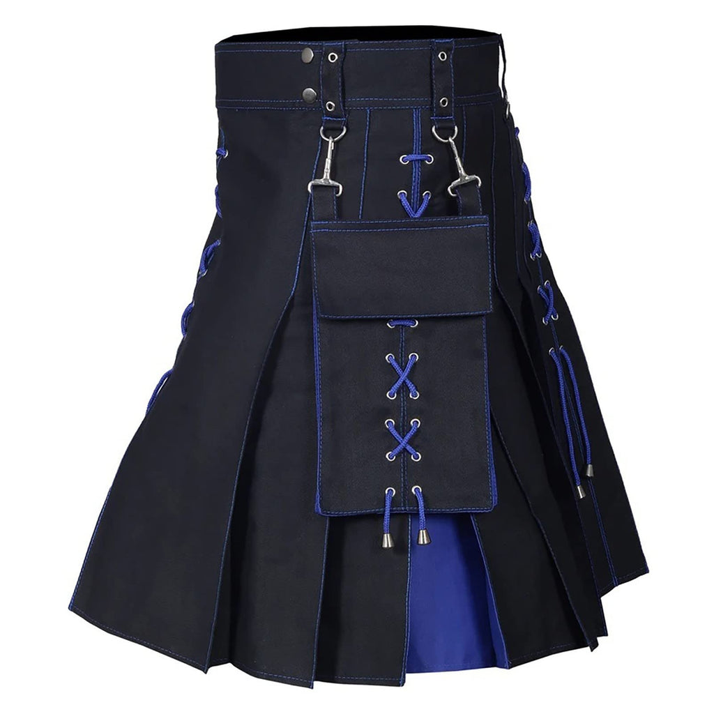 Tartan Utility Kilt for Men, Scottish Skirt Classic Vintage Gothic Punk Scotland Cargo Pleated Skirts Outdoor Tactical Skirts Irish Highland Kilts Gothic Punk Scottish Skirt Festival Kilt