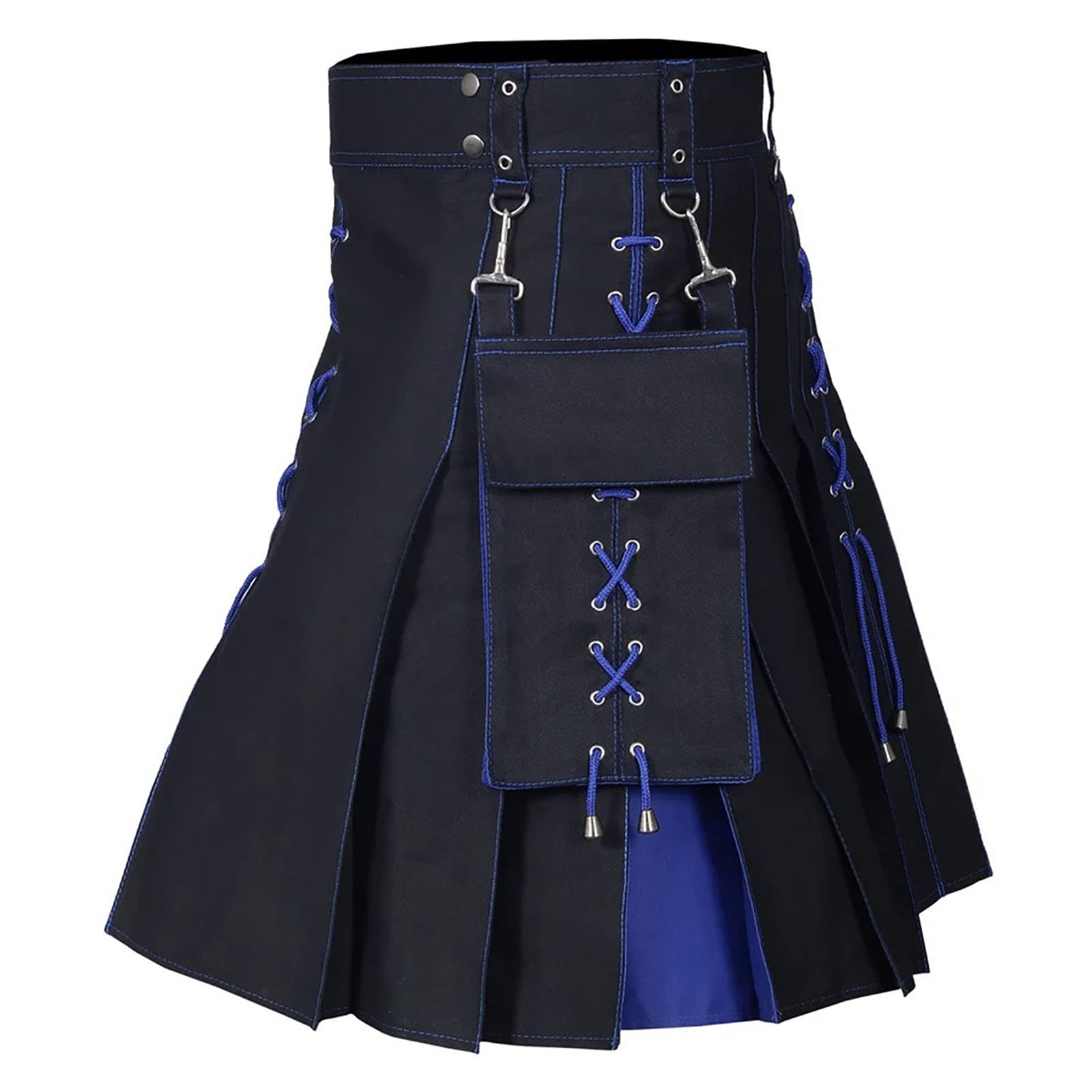 Tartan Utility Kilt for Men, Scottish Skirt Classic Vintage Gothic Punk Scotland Cargo Pleated Skirts Outdoor Tactical Skirts Irish Highland Kilts Gothic Punk Scottish Skirt Festival Kilt