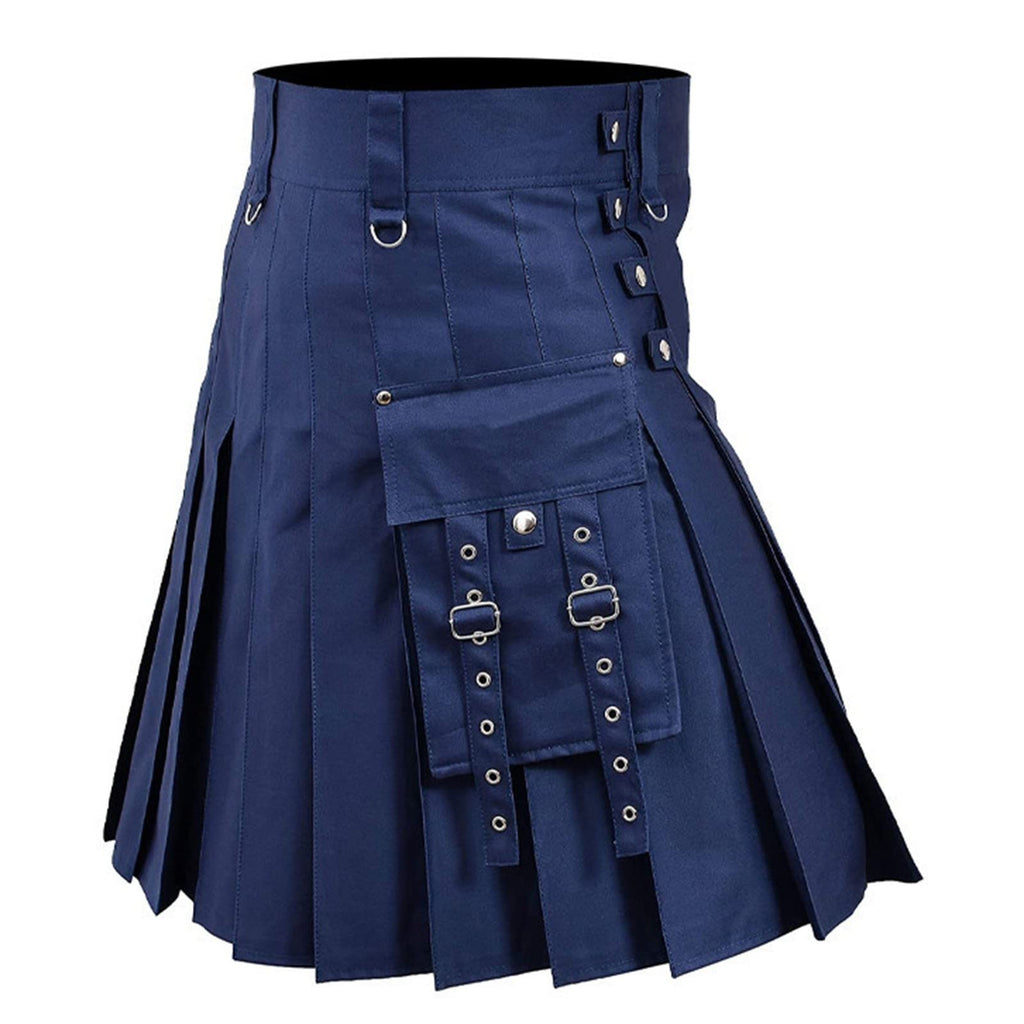 Tartan Utility Kilt for Men, Scottish Skirt Classic Vintage Gothic Punk Scotland Cargo Pleated Skirts Outdoor Tactical Skirts Irish Highland Kilts Gothic Punk Scottish Skirt Festival Kilt