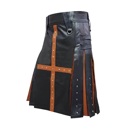 Dual Tone Leather Fashion Kilt