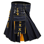 Tartan Utility Kilt for Men, Scottish Skirt Classic Vintage Gothic Punk Scotland Cargo Pleated Skirts Outdoor Tactical Skirts Irish Highland Kilts Gothic Punk Scottish Skirt Festival Kilt