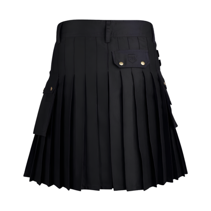 Black Denim Cargo Utility Kilt