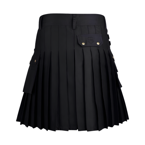 Black Denim Cargo Utility Kilt