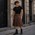 Aether Brown Leather Kilt