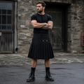 Black Denim Cargo Utility Kilt