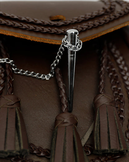 Brown Leather Braided Pin Lock Sporran
