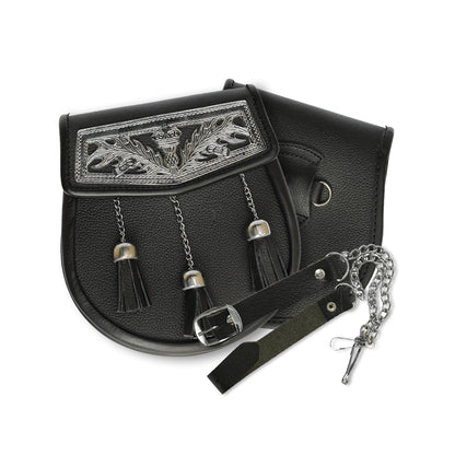 Celtic Cantle Leather Semi Dress Sporran