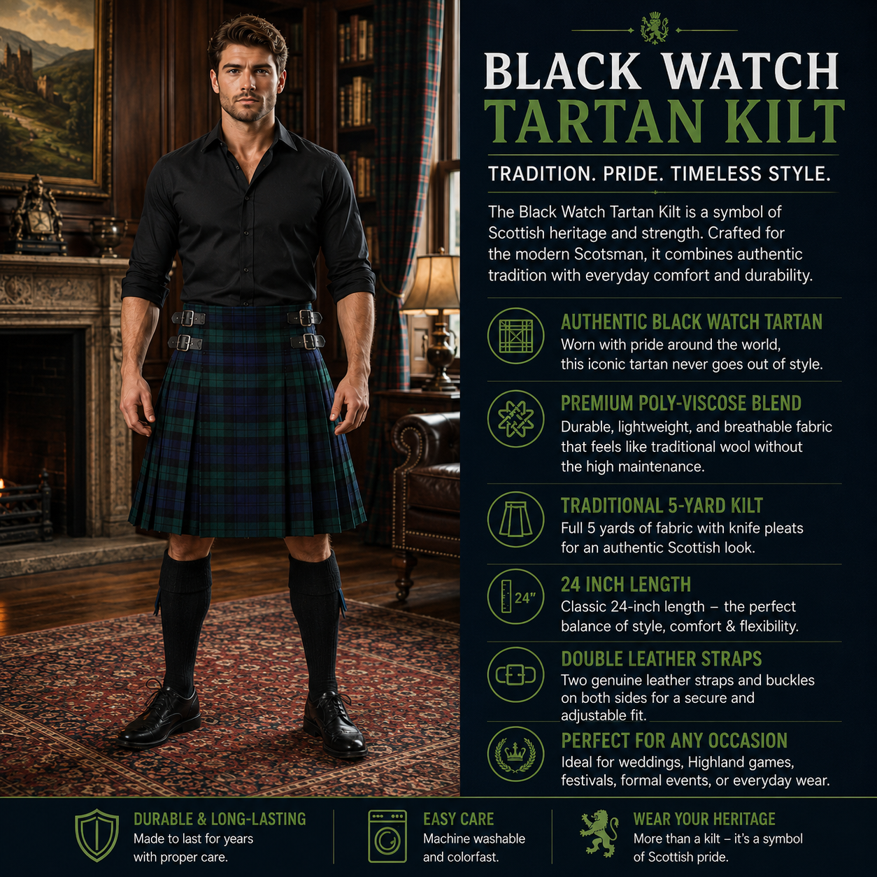 Black Watch Traditional Scottish Kilt