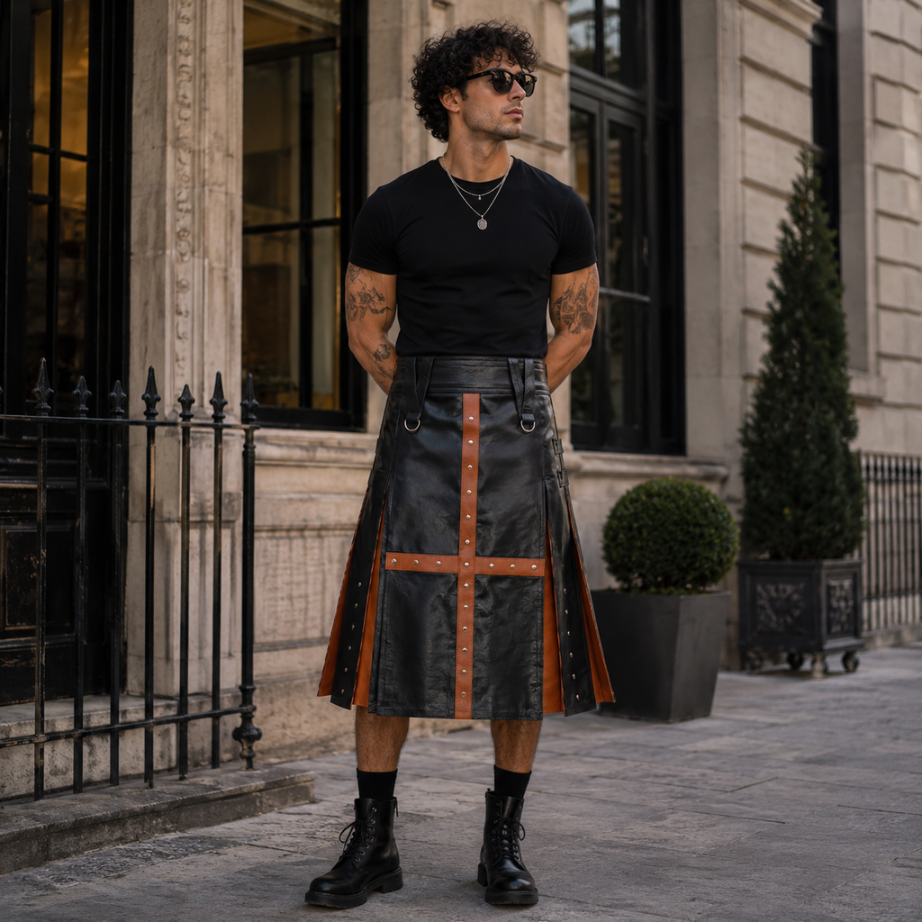 Dual Tone Leather Fashion Kilt