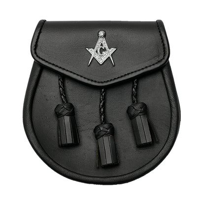 Masonic Badge Black Leather Sporran