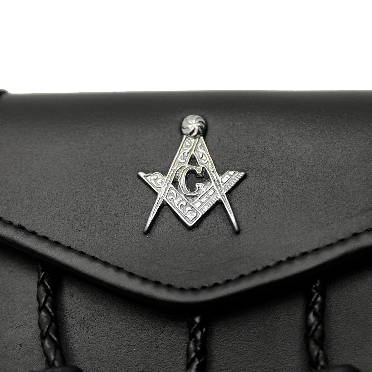 Masonic Badge Black Leather Sporran