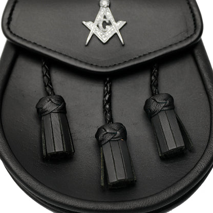 Masonic Badge Black Leather Sporran