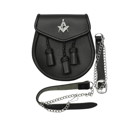 Masonic Badge Black Leather Sporran
