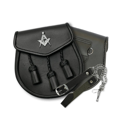 Masonic Badge Black Leather Sporran