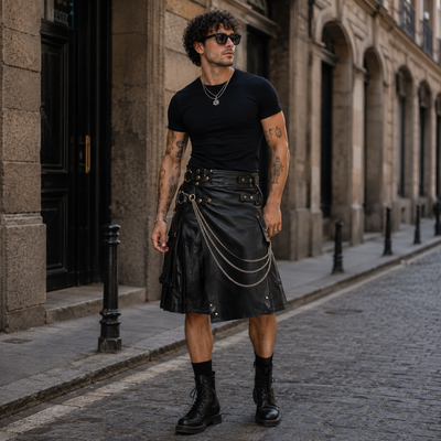 Shadow Chain Gothic Leather Kilt