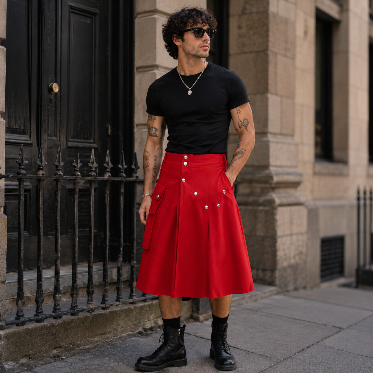 Stealth Noir Faux Leather Kilt