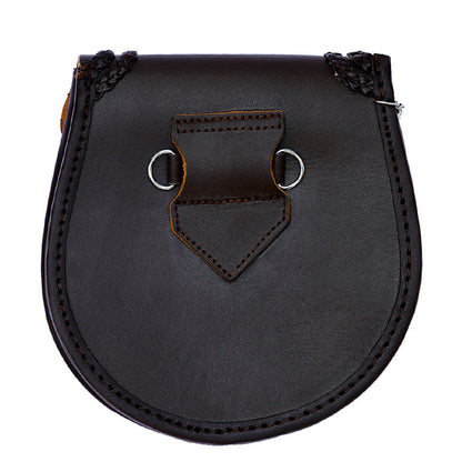Brown Leather Braided Pin Lock Sporran