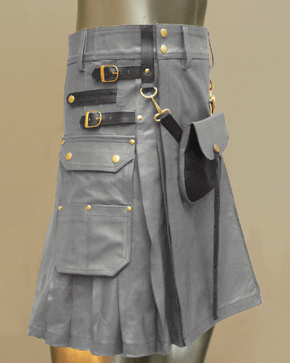 Celtic Leather Kilt With Leather Sporran