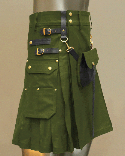 Celtic Leather Kilt With Leather Sporran